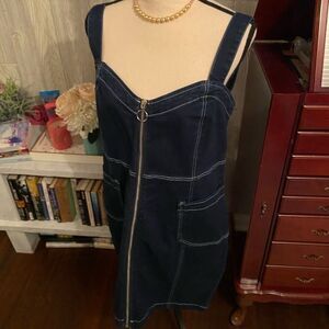 NWT Sz Xโ14/16 DEX Stretch Denim Zip Dress